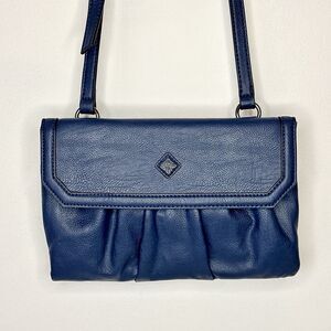 Simply‎ Vera Wang Blue Pebbled Faux Leather Crossbody Shoulder Bag Purse New